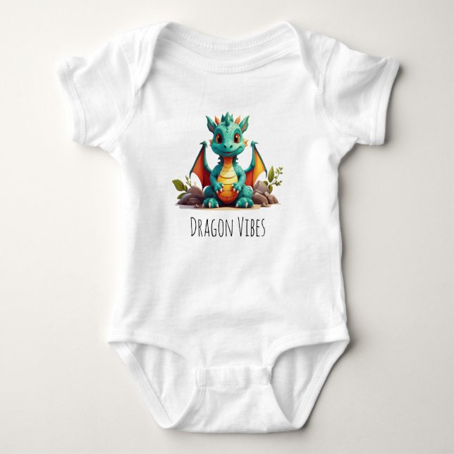 Cute Dragon Vibes Baby Dragon Bodysuit (Front)