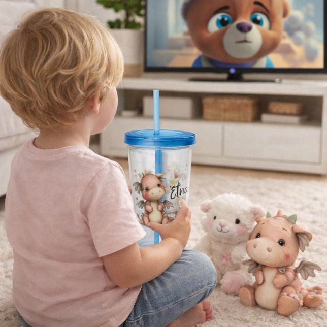 Cute Dragon with Forest Accents Acrylic Tumbler (Creator Uploaded)