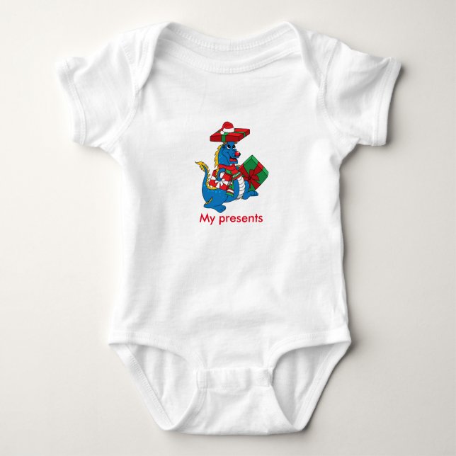 Cute dragon with presents infant creeper (Front)