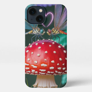Cute Dragonflies on a Mushroom -  iPhone 13 Case