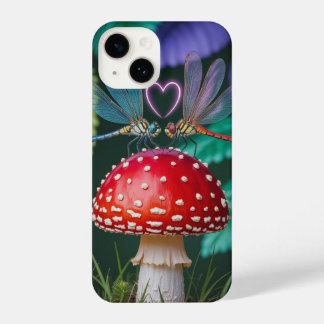 Cute Dragonflies on a Mushroom - iPhone 14 Case