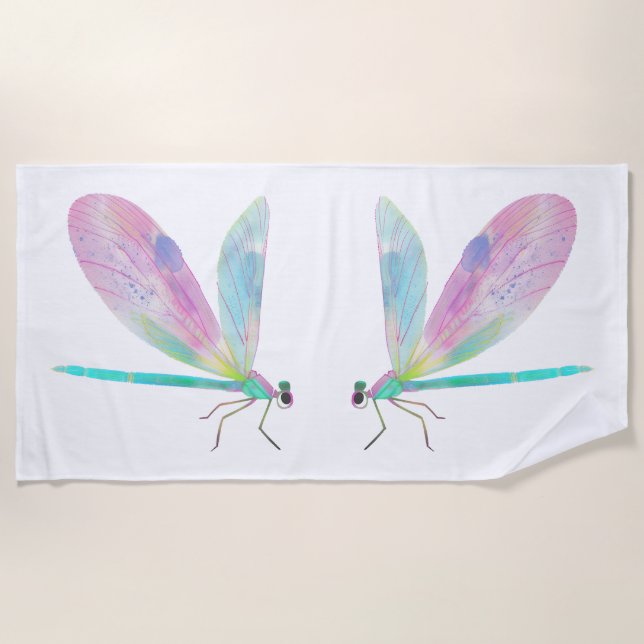 Cute dragonfly beach towel (Front)