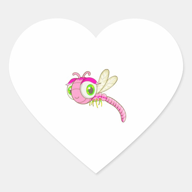Cute Dragonfly Bug Heart Sticker (Front)