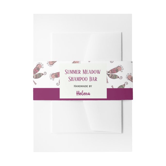 Cute Dragonfly Handmade Shampoo Bar Soap Packaging Invitation Belly Band (Front Example)