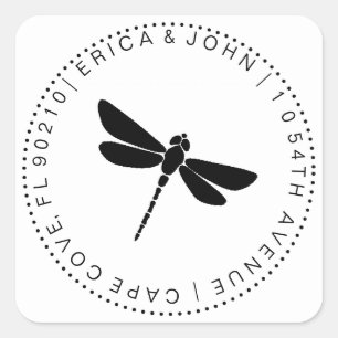 Cute Dragonfly Return Address   Custom Square Sticker