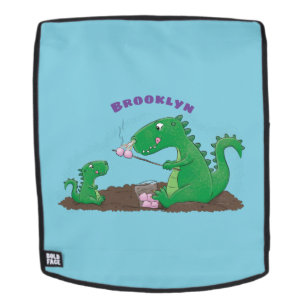 Cute dragons roasting marshmallows cartoon backpack