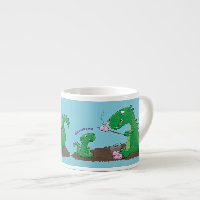Cute dragons roasting marshmallows cartoon espresso cup (Front Right)