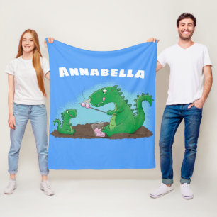 Cute dragons roasting marshmallows cartoon fleece blanket