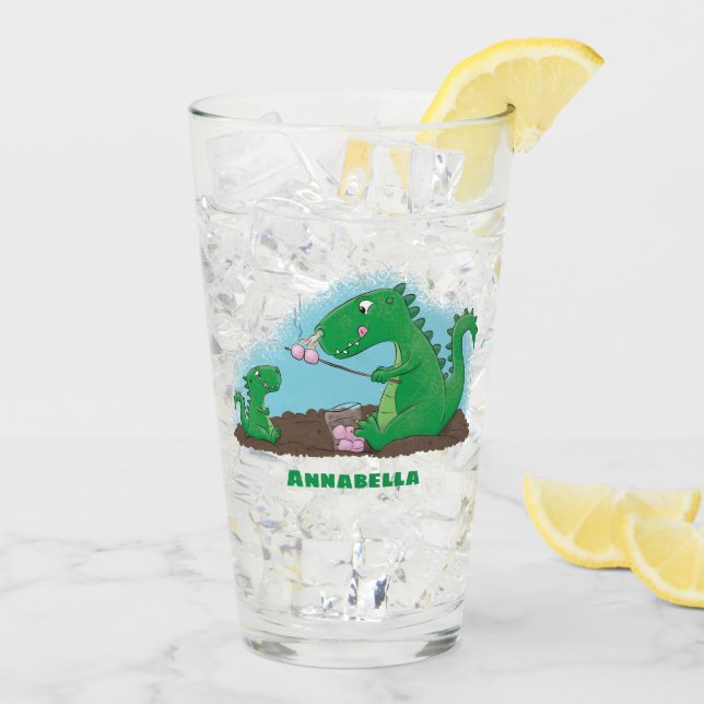 Cute dragons roasting marshmallows cartoon glass (Back Ice)