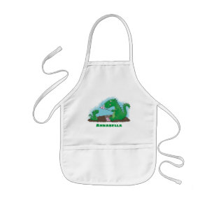 Cute dragons roasting marshmallows cartoon kids apron