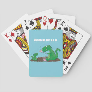 Cute dragons roasting marshmallows cartoon playing cards