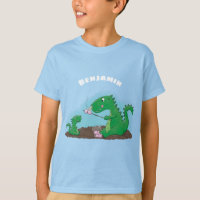 Cute dragons roasting marshmallows cartoon