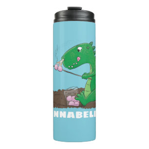 Cute dragons roasting marshmallows cartoon thermal tumbler