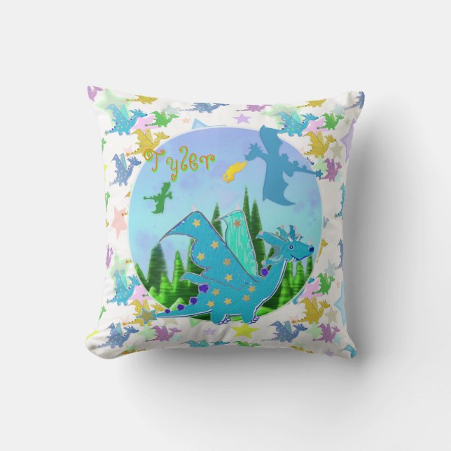Cute Dragons with customisable Name Tyler Cushion (Front)