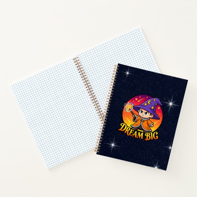 Cute Dream Big Wizard Starry Graph Notebook (Inside)
