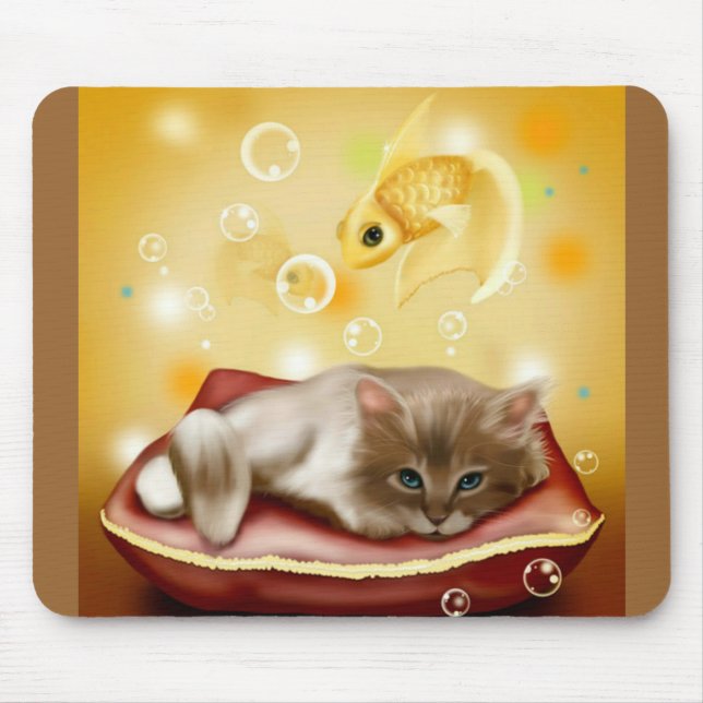 Cute Dream Kitten Mouse Pad (Front)