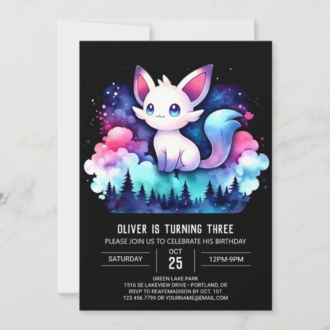 Cute Dreamy Cat Birthday Invitation (Front)