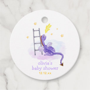 Cute Dreamy Fairytale Dragon Stars Baby Shower Favour Tags