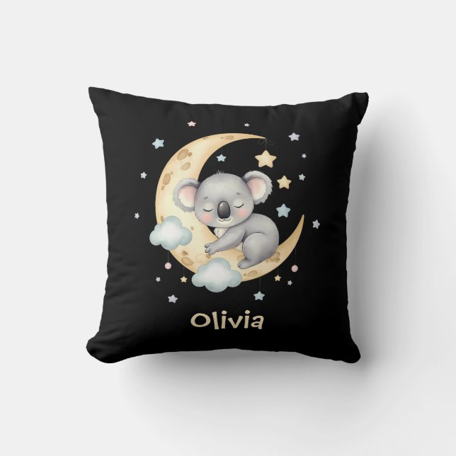 Cute Dreamy Koala Throw Pillow (Front)