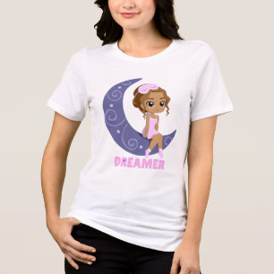 Cute Dreamy Moon Girl Dreamer  Aesthetic  White Tri-Blend Shirt