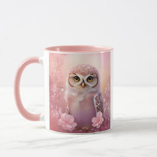 Cute Dreamy Pink Burrowing Owl Mug