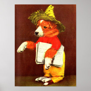 cute dressed puppy paperboy poster