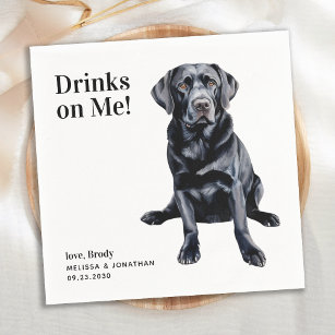 Cute Drinks On Me Labrador Retriever Dog Wedding Napkin