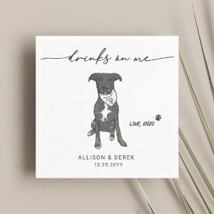 Cute Drinks on Me Pet Bandanna Dog Wedding Napkin