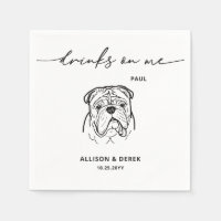 Cute Drinks on Me Pet English Bulldog Dog Wedding