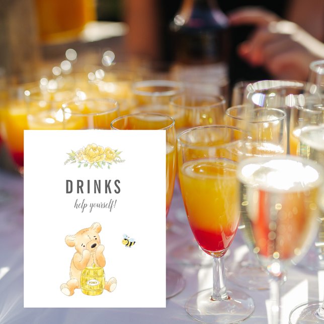 Cute Drinks Table Teddy Bear Gender Reveal Poster (Creator Uploaded)