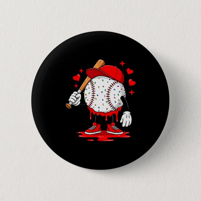 Cute Dripng Baseball Lover Valentines Day Boys Kid 6 Cm Round Badge (Front)