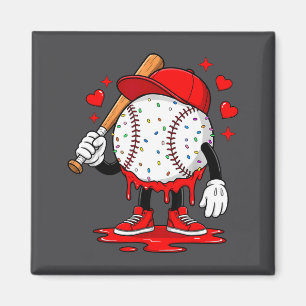 Cute Dripng Baseball Lover Valentines Day Boys Kid Magnet
