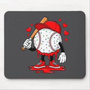 Cute Dripng Baseball Lover Valentines Day Boys Kid Mouse Pad