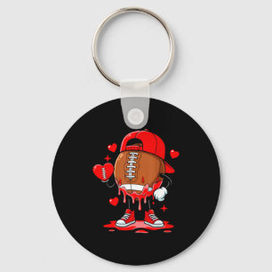 Cute Dripng Football Lover Heart Valentines Day Bo Key Ring
