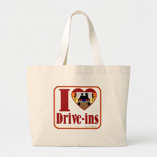 Cute Drive In Love Large Tote Bag (Front)