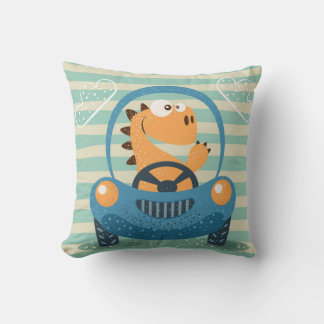 Cute Driving Dino Cushion