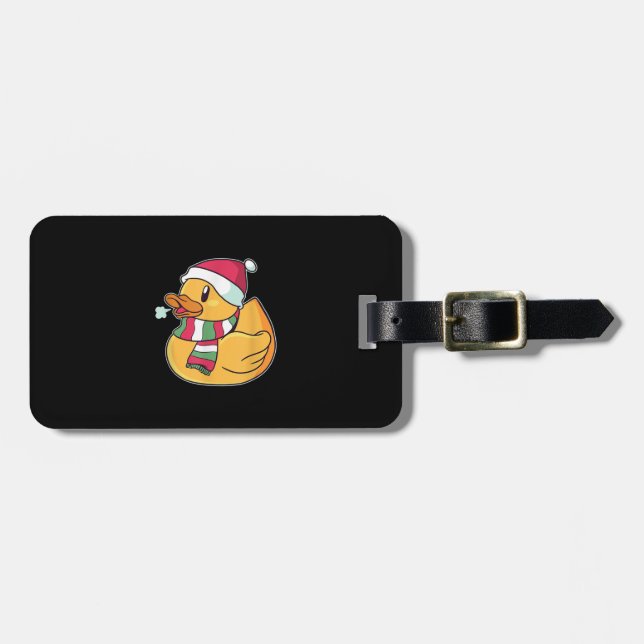 Cute Dub Duck Christmas Luggage Tag (Front Horizontal)