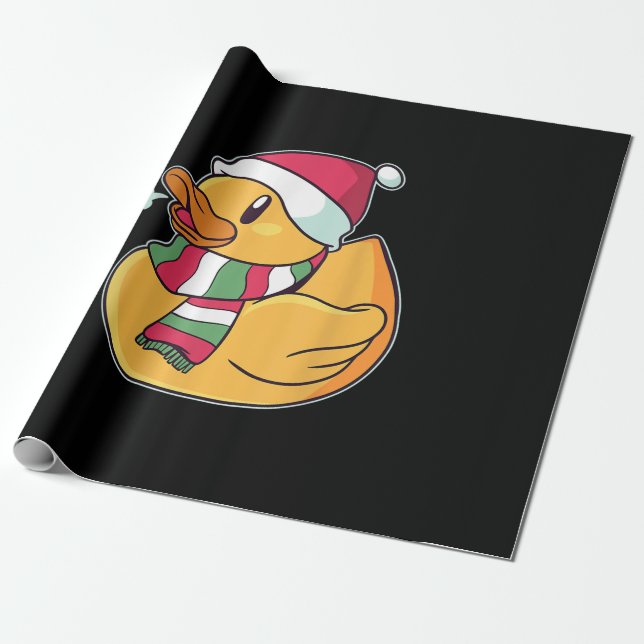 Cute Dub Duck Christmas Wrapping Paper (Unrolled)