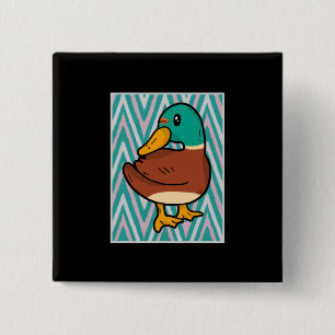Cute Duck 15 Cm Square Badge