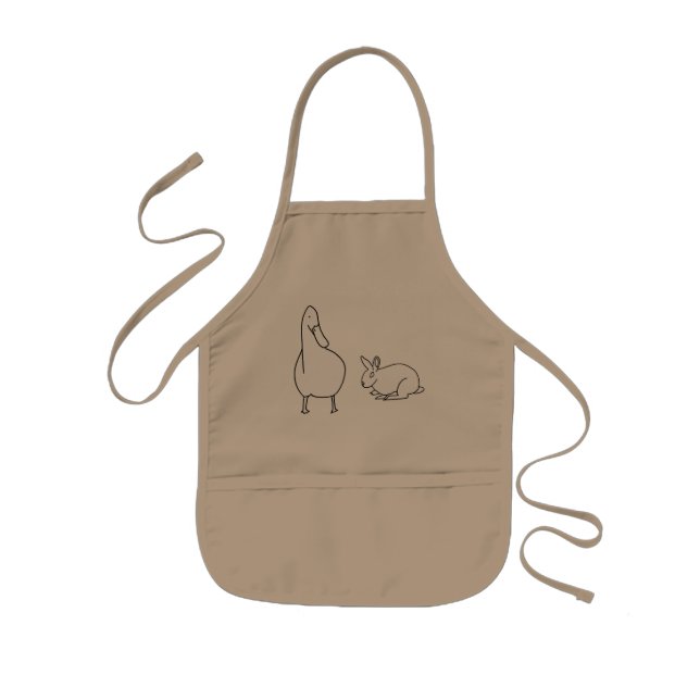 Cute Duck and Rabbit Outline Drawings Aprons (Front)