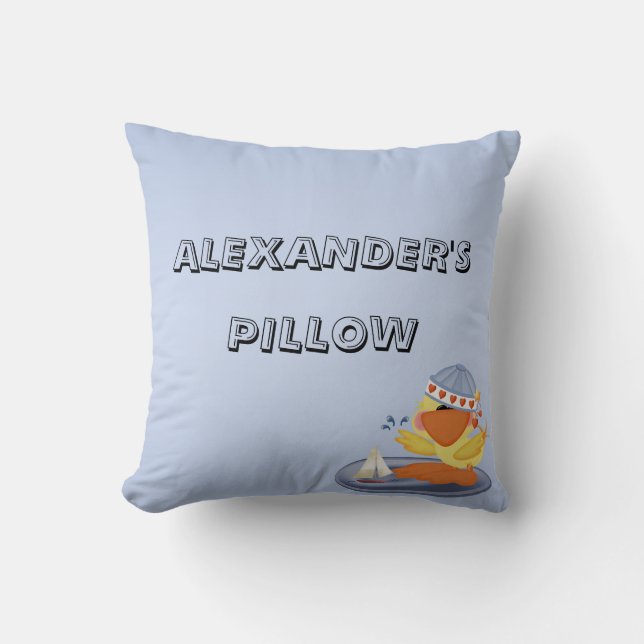 Cute Duck And Sailing Boat Pillow (Front)
