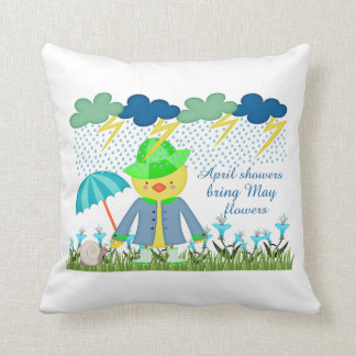 Cute Duck April Showers Bring May Flowers Cushion