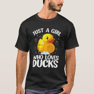 Cute Duck Art For Girls Women Kids Youth Rubber T-Shirt