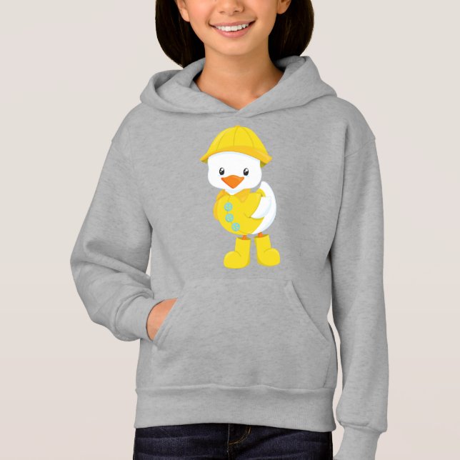 Cute Duck, Baby Duck, Duck In Raincoat, Rain (Front)