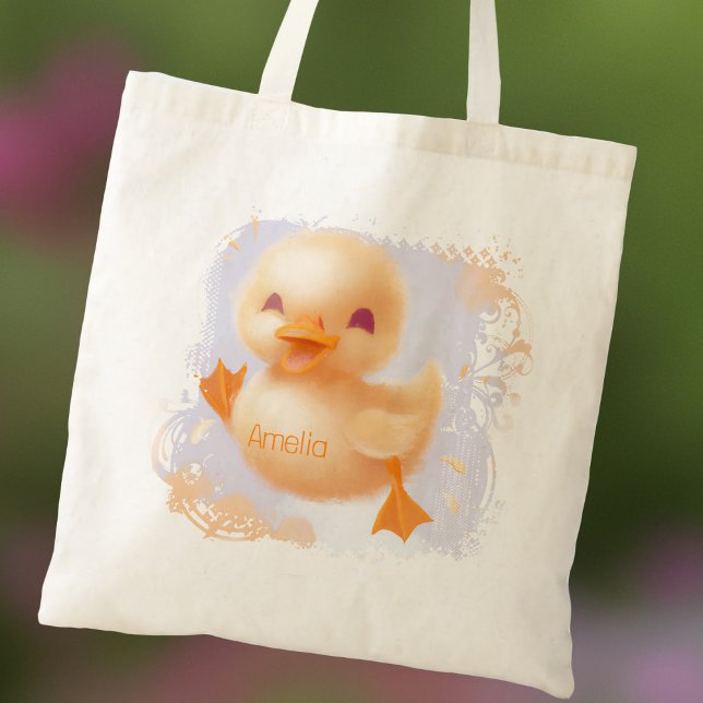 Cute Duck Baby Name Pastel Duckling Tote Bag (Creator Uploaded)