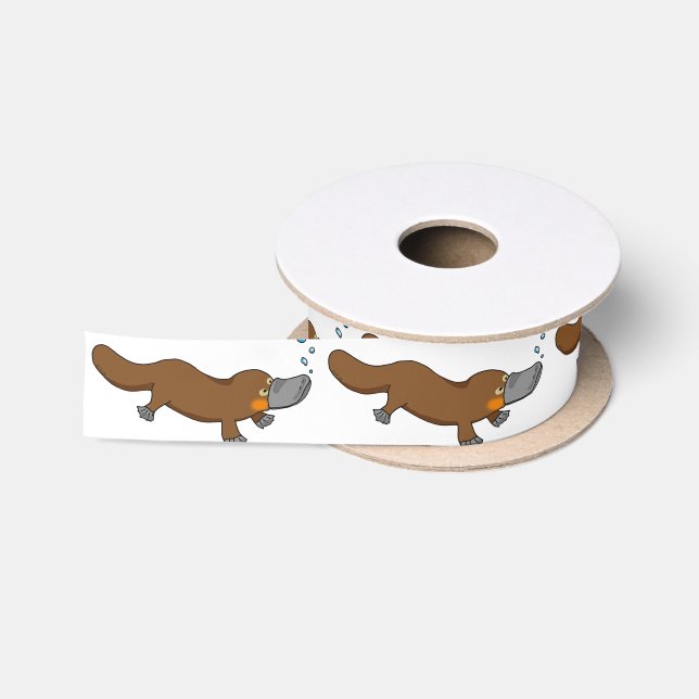cute duck billed platypus satin ribbon (Spool)
