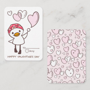 Cute Duck Bubble Hearts Classroom Valentine Card