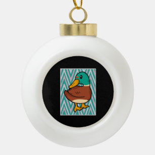 Cute Duck Ceramic Ball Christmas Ornament