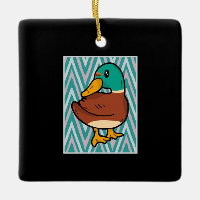 Cute Duck Ceramic Ornament (Front)
