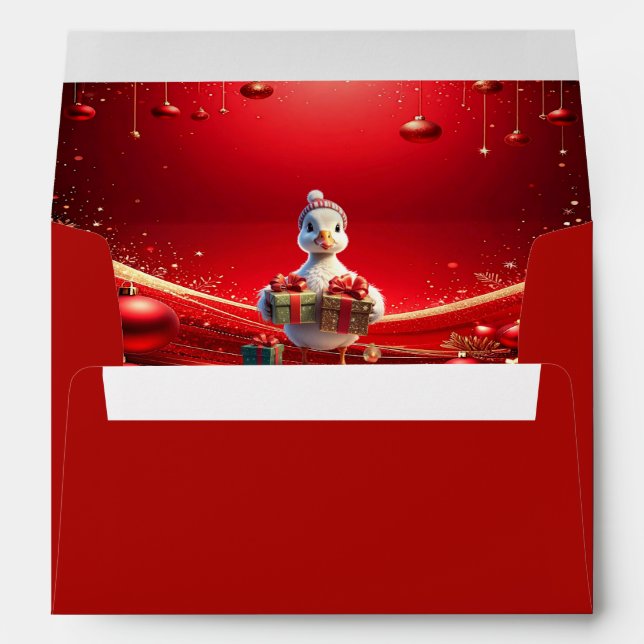 Cute Duck Christmas Holiday Envelope (Back (Bottom))